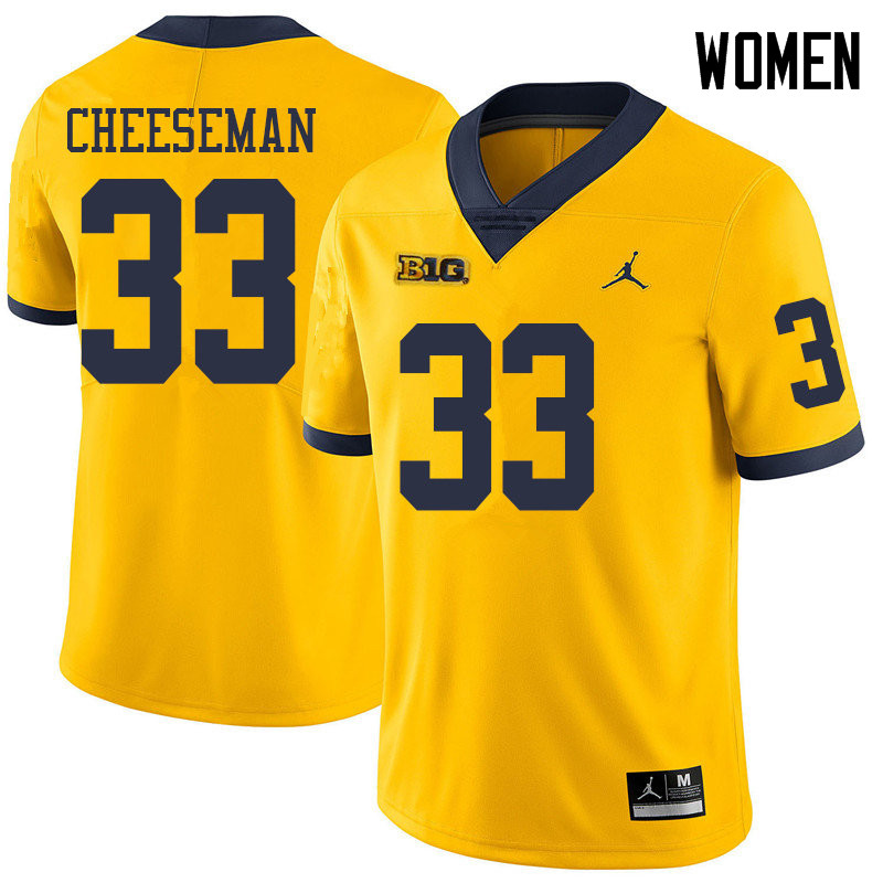 Jordan Brand Women #33 Camaron Cheeseman Michigan Wolverines College Football Jerseys Sale-Yellow